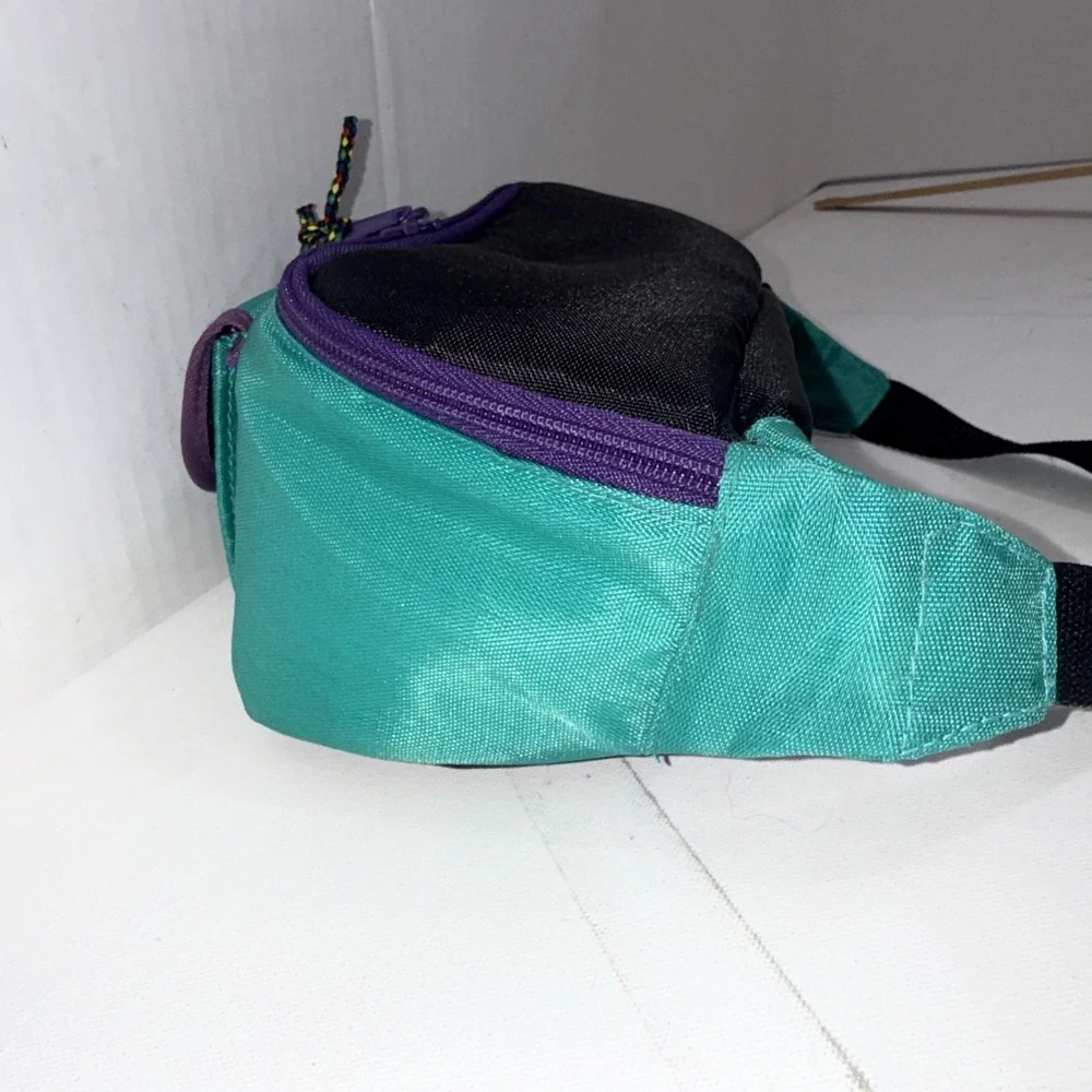 Vintage Sport Zone Fanny Pack Teal Purple 90s Waist Bag Retro Hip Pack